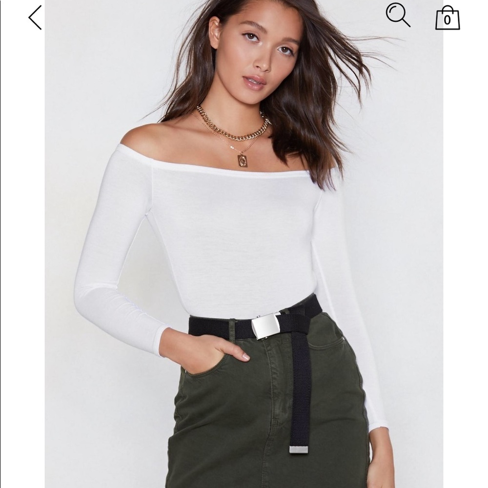 NWT Nasty Gal white off the shoulder bodysuit sm